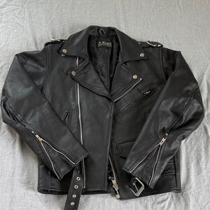 Vintage Kookie International Black Leather Motorcycle Biker Jacket - Size 32